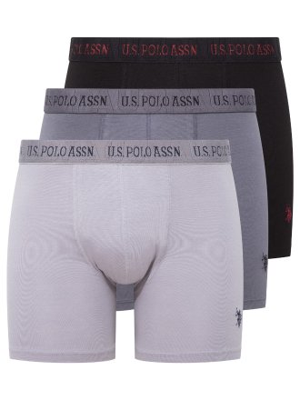 U.S. POLO ASSN. 3Pack modalové boxerky 80517 s prodlouženou nohavičkou