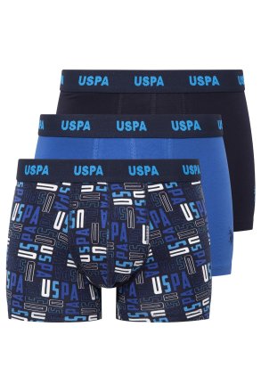 U.S. POLO ASSN. 3Pack boxerky 80509 tm.modrá, modrá, celopotisk